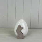 Ceramic White Egg With Rabbit H14.5cm L11.7cm W11cm  Weight-349g