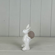 Ceramic White Rabbit Holding Egg 11.1x11.5x20.8cm  Weight-364g