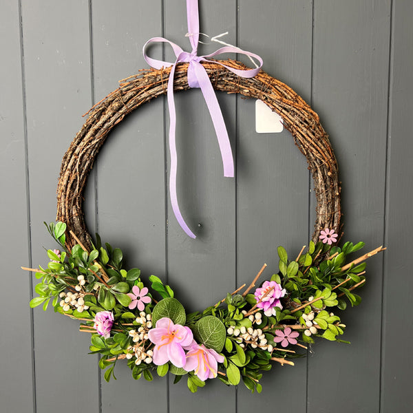 Boxwood And Flower Wreath 37x38x7cm