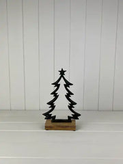 Matt Black Wood/Metal Tree Festive Decoration L13xD6xH26cm Weight - 280g