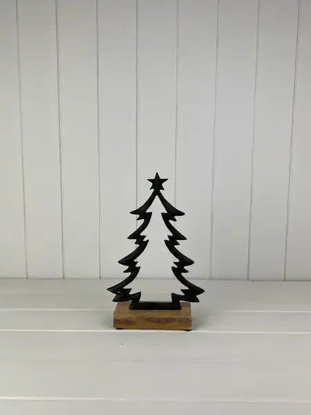 Matt Black Wood/Metal Tree Festive Decoration L13xD6xH26cm Weight - 280g