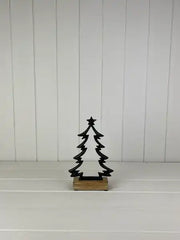 Matt Black Wood/Metal Tree Festive Decoration L10xD4.5xH21cm Weight - 163g