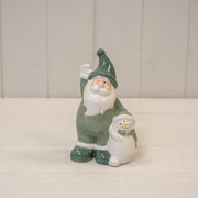 White/Green Ceramic Santa L8.5xW6xH14cm