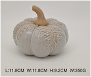 Large Natural Glazed Pumpkin with Oversized Leaves