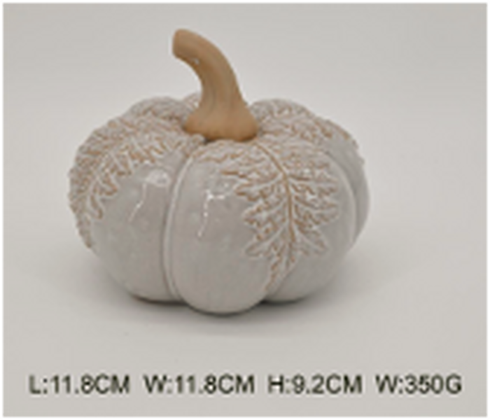 Large Natural Glazed Pumpkin with Oversized Leaves