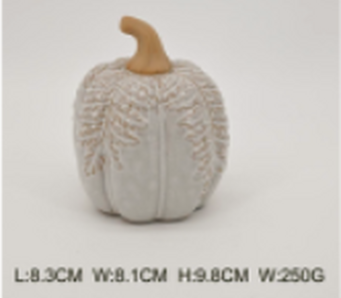 Medium Natural Glazed Taller Pumpkin with Oversized Leaves