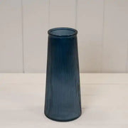 Blue Tall Ribbed Vase H22.5cm D10cm  Weight-595g
