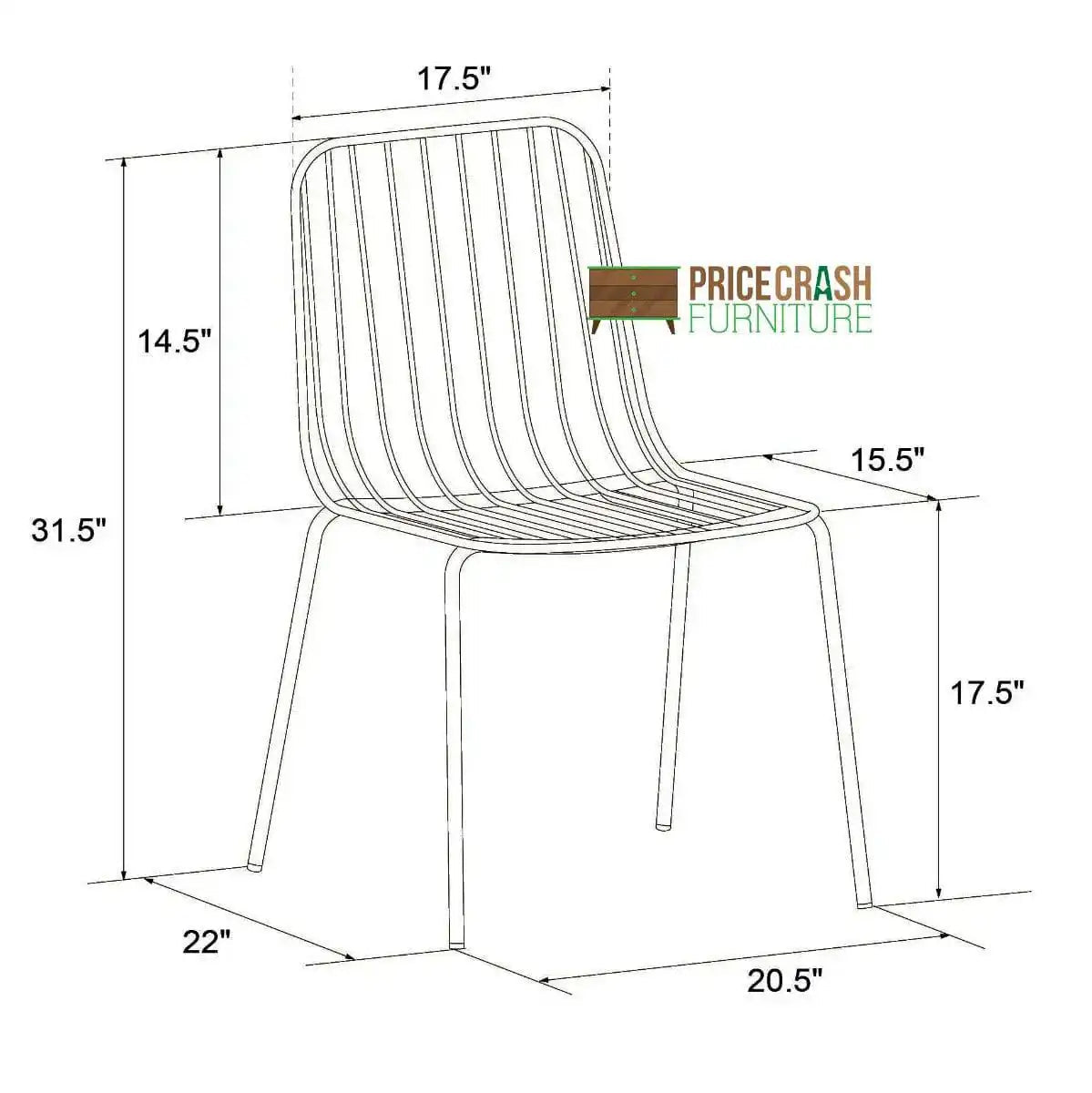 Pair of Caden Wire Dining Chairs in Black by Dorel - Price Crash Furniture