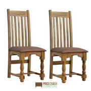 Pair of Granary Royale Dining Chairs with Leather Seat - Price Crash Furniture