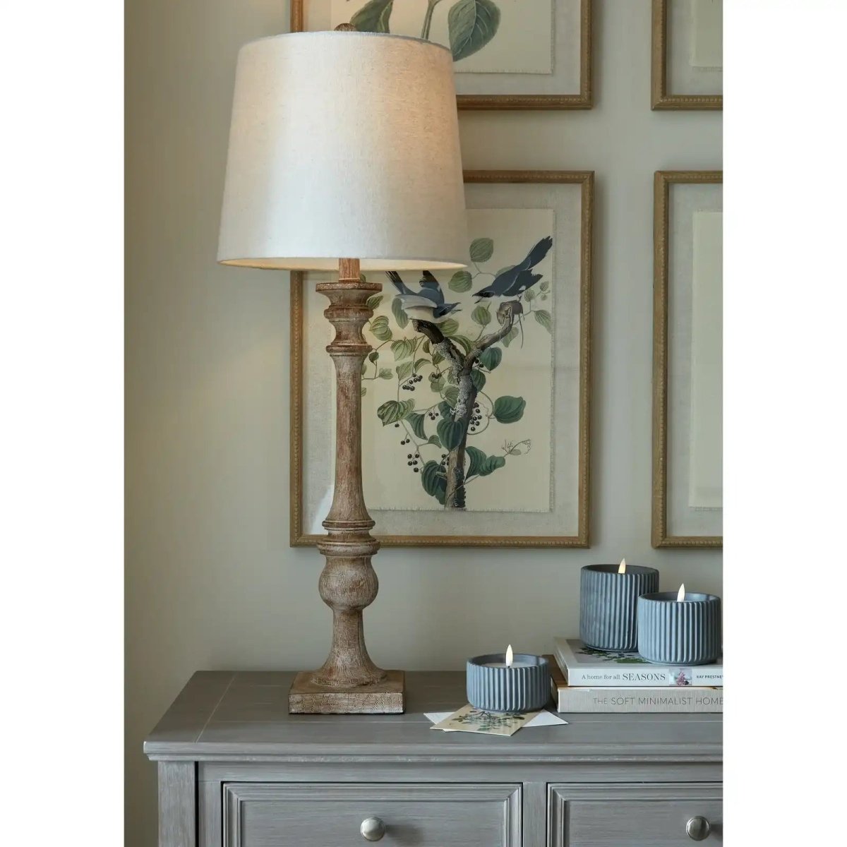 Pallido Candlestick Table Lamp With Linen Shade - Price Crash Furniture