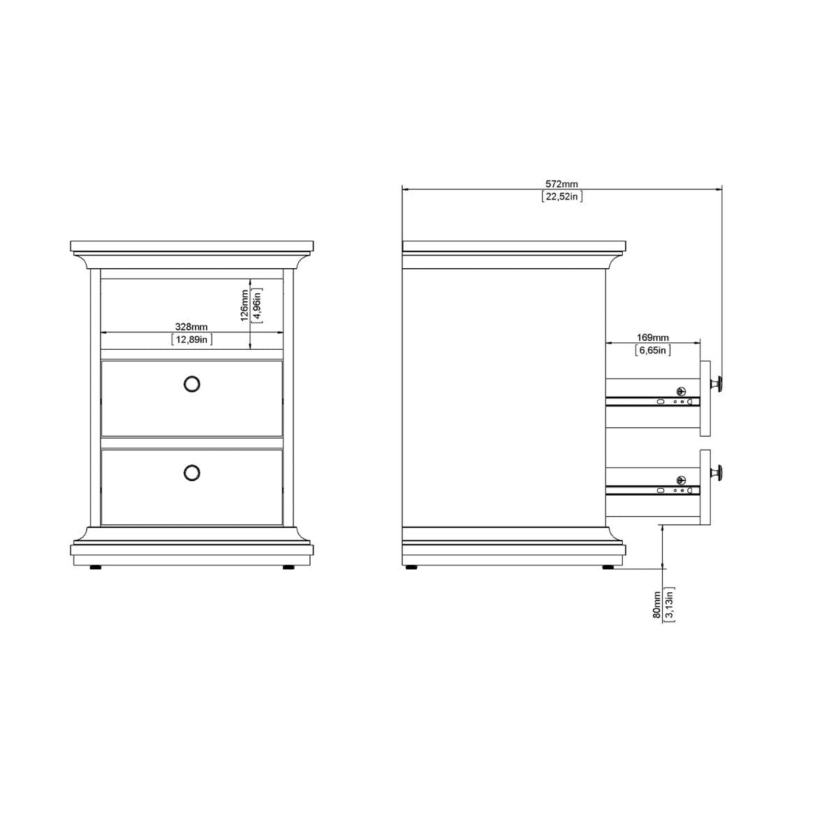 Paris 2 Drawer Bedside Cabinet In Cashmere - Price Crash Furniture