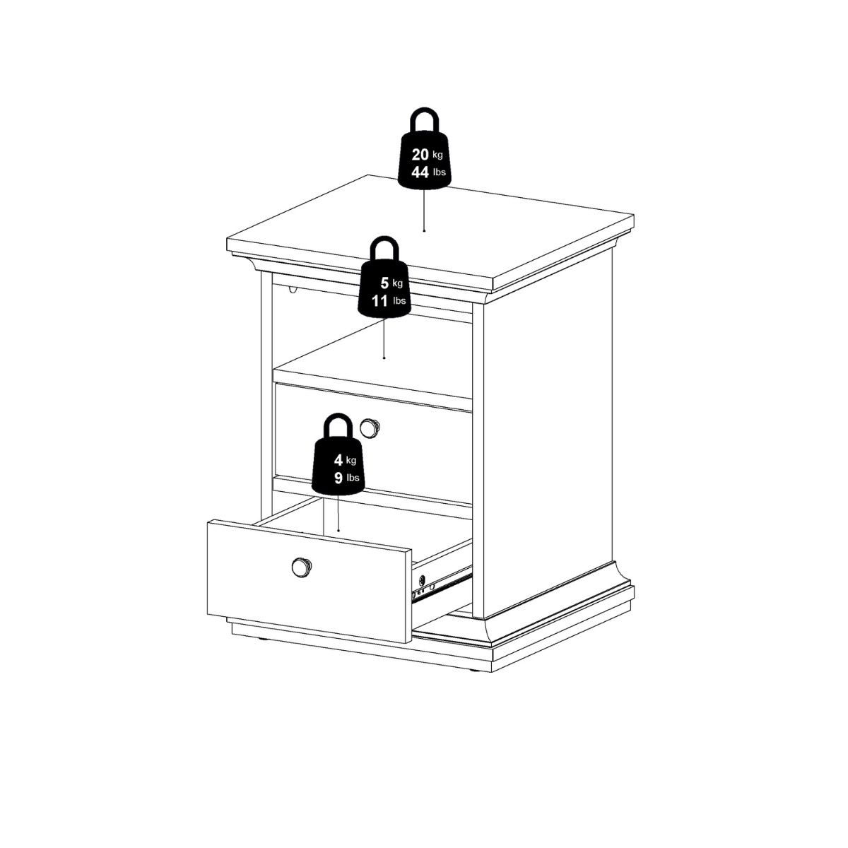 Paris 2 Drawer Bedside Cabinet In Cashmere - Price Crash Furniture