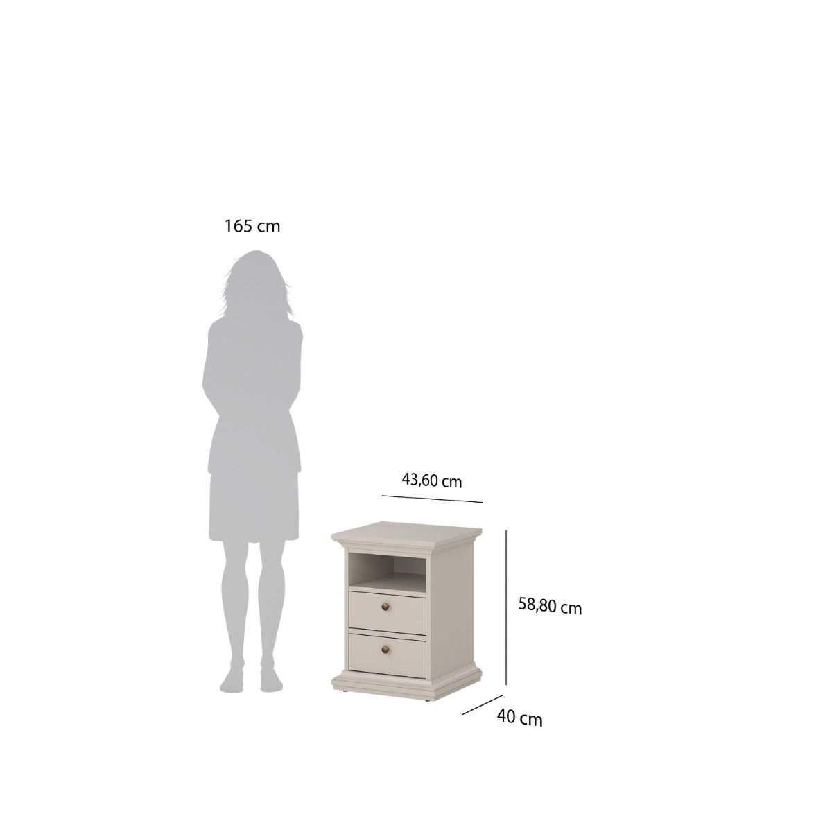 Paris 2 Drawer Bedside Cabinet In Cashmere - Price Crash Furniture