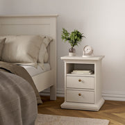 Paris 2 Drawer Bedside Cabinet In Cashmere - Price Crash Furniture