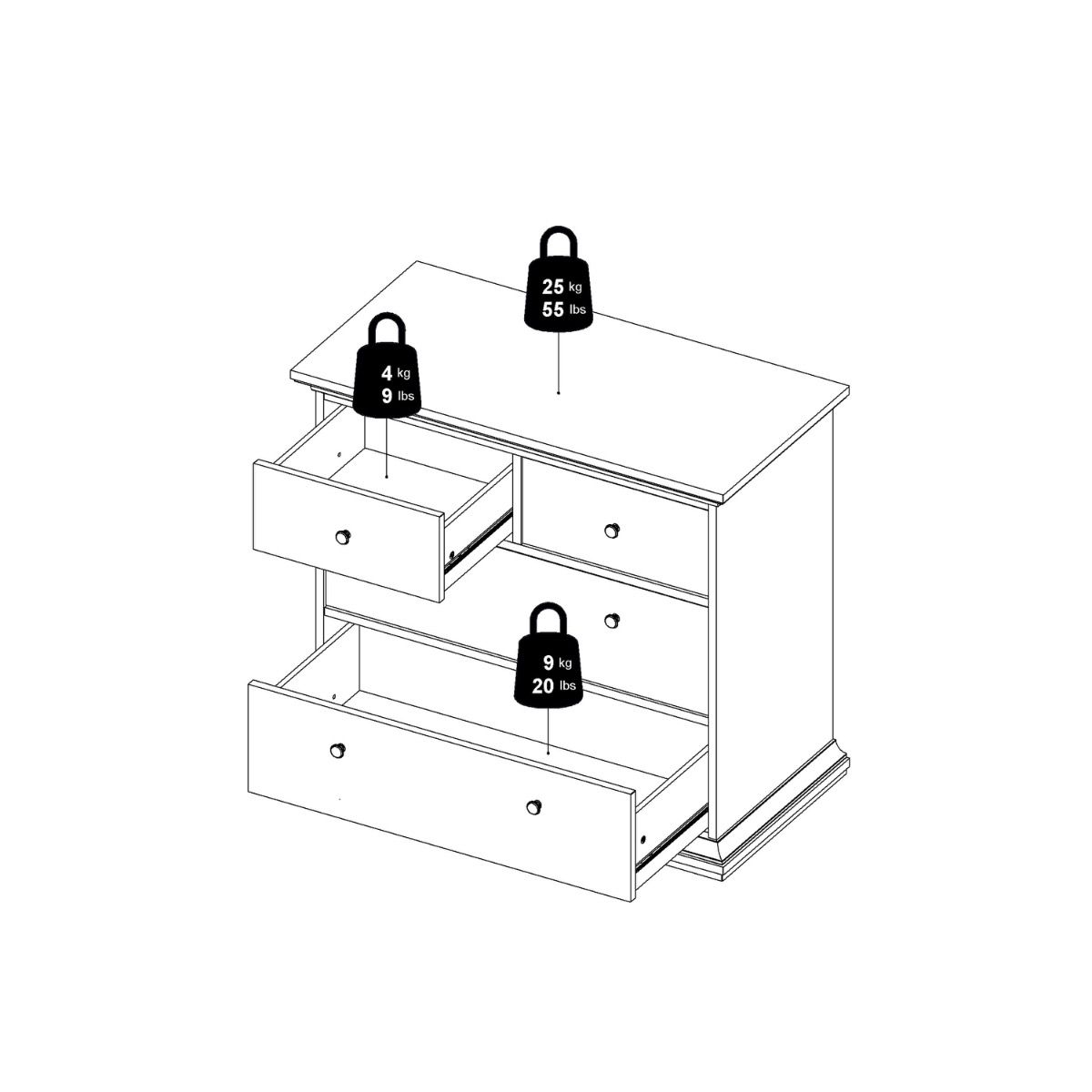 Paris 4 Drawer Chest Of Drawers Unit In Cashmere - Price Crash Furniture