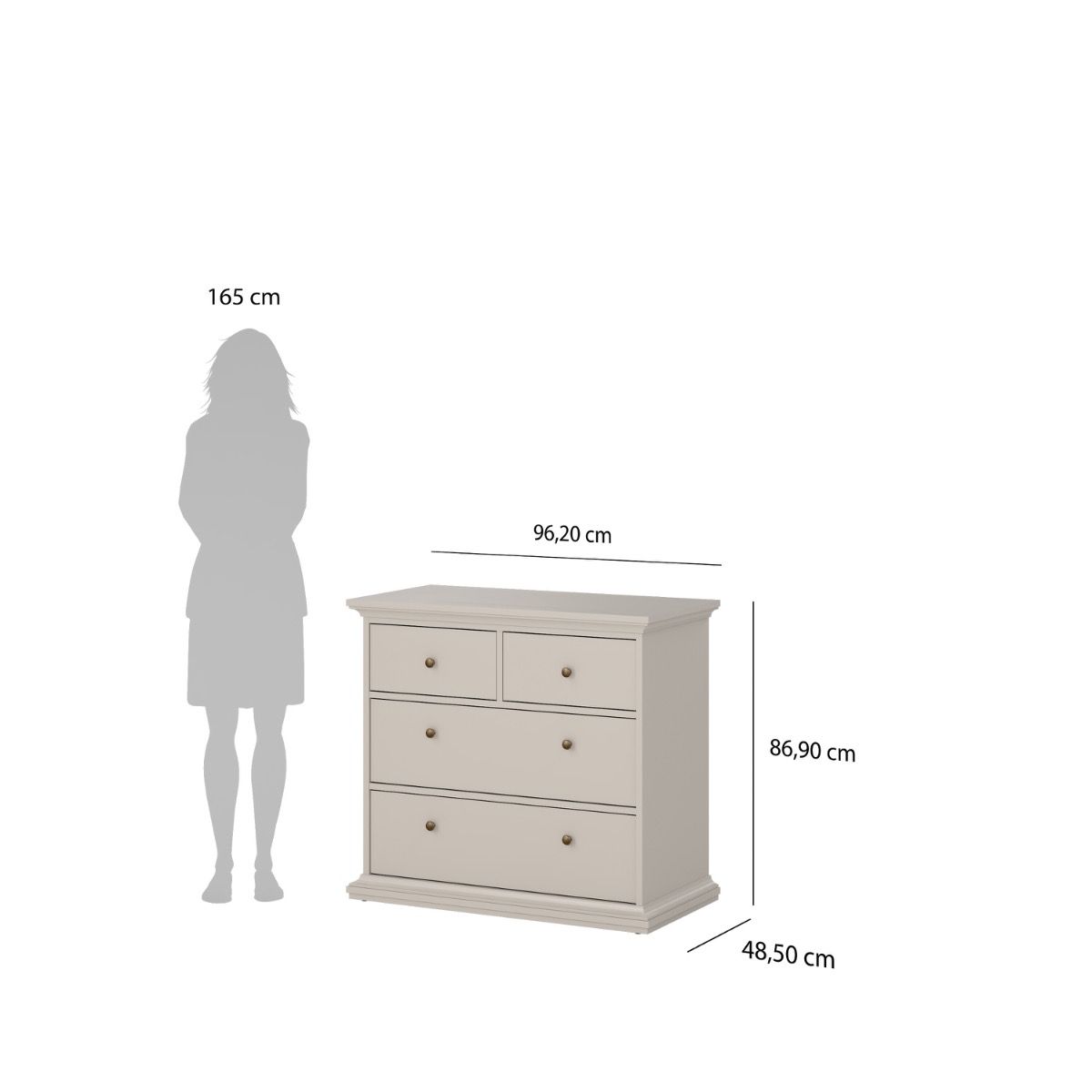 Paris 4 Drawer Chest Of Drawers Unit In Cashmere - Price Crash Furniture