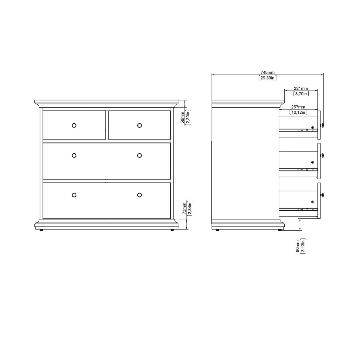 Paris 4 Drawer Chest Of Drawers Unit In Cashmere - Price Crash Furniture