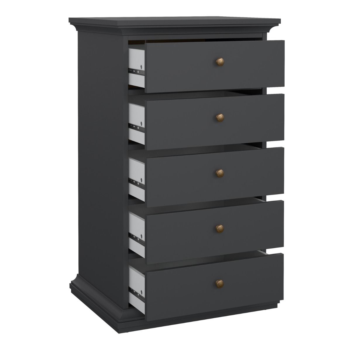 Paris 5 Drawer Chest of Drawers In Grey - Price Crash Furniture