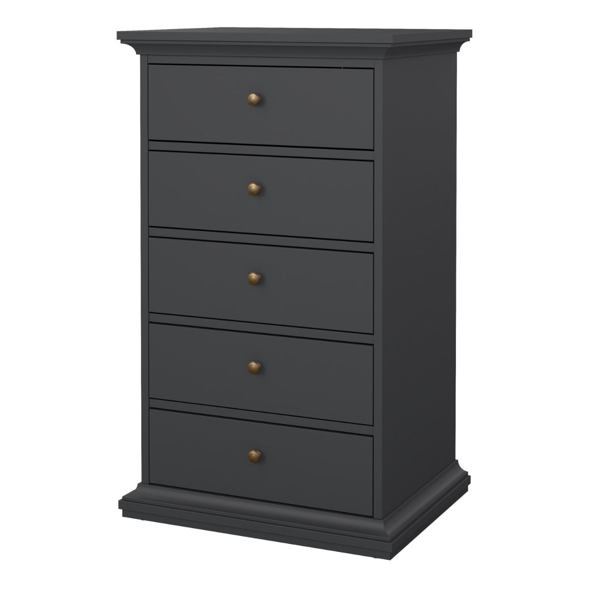 Paris 5 Drawer Chest of Drawers In Grey - Price Crash Furniture
