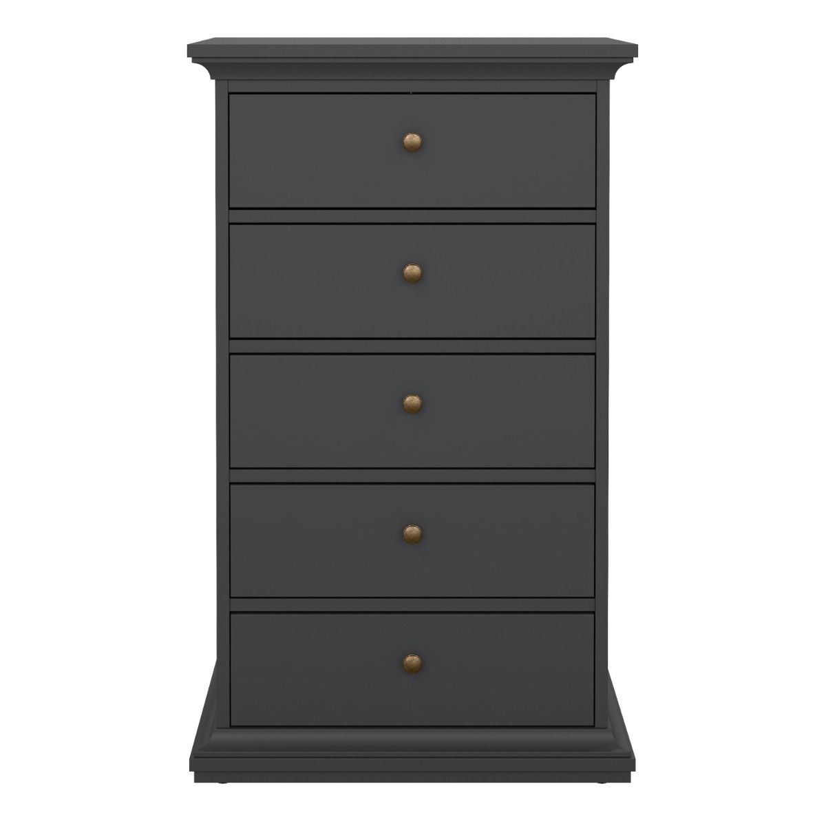 Paris 5 Drawer Chest of Drawers In Grey - Price Crash Furniture