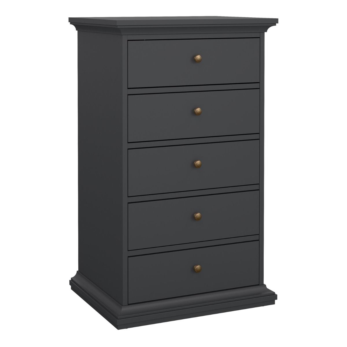 Paris 5 Drawer Chest of Drawers In Grey - Price Crash Furniture