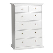 Paris 6 Drawer Chest of Drawers In White - Price Crash Furniture