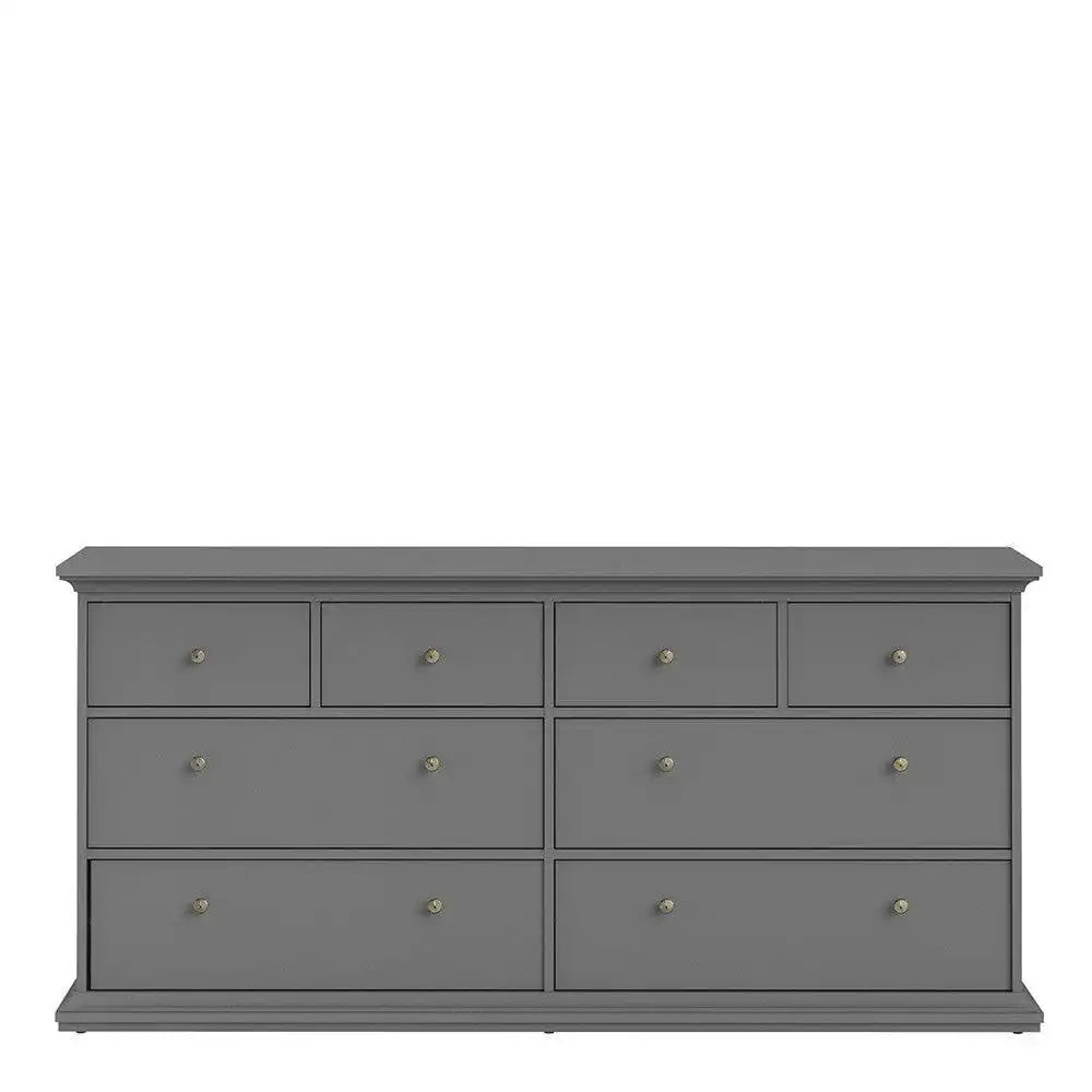 Paris 8 Drawer Chest of Drawers In Matt Grey - Price Crash Furniture