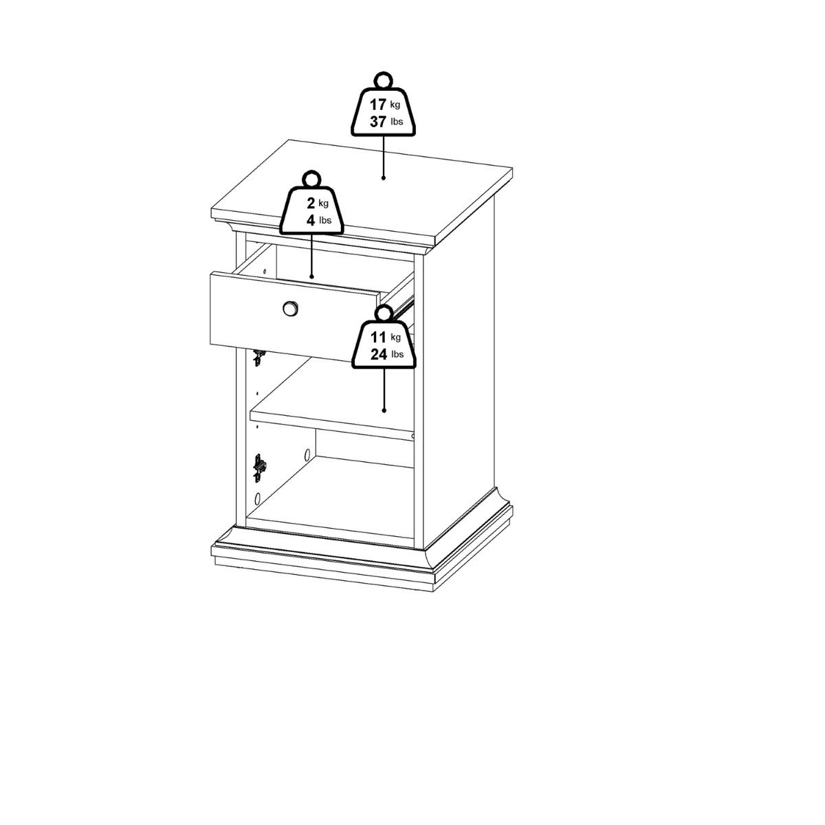 Paris Beside Cabinet 1 door 1 Drawer In Cashmere - Price Crash Furniture
