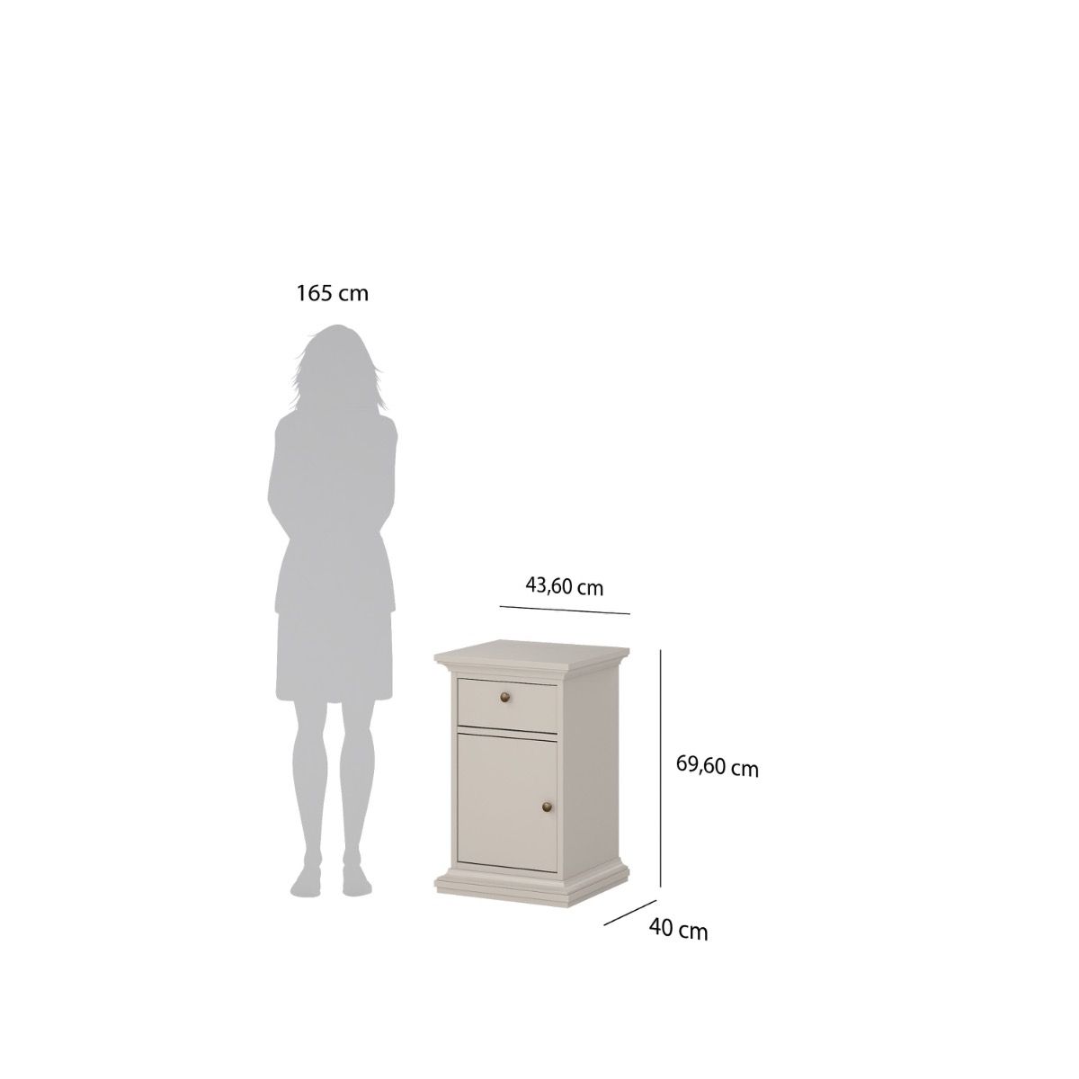 Paris Beside Cabinet 1 door 1 Drawer In Cashmere - Price Crash Furniture