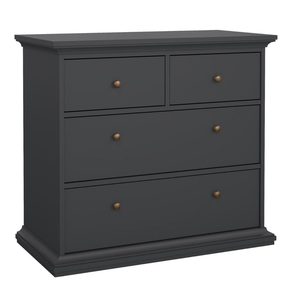 Paris Package - Bedside 2 Drawers + Chest Of 4 Drawers + Wardrobe With 2 Doors Matt Grey - Price Crash Furniture
