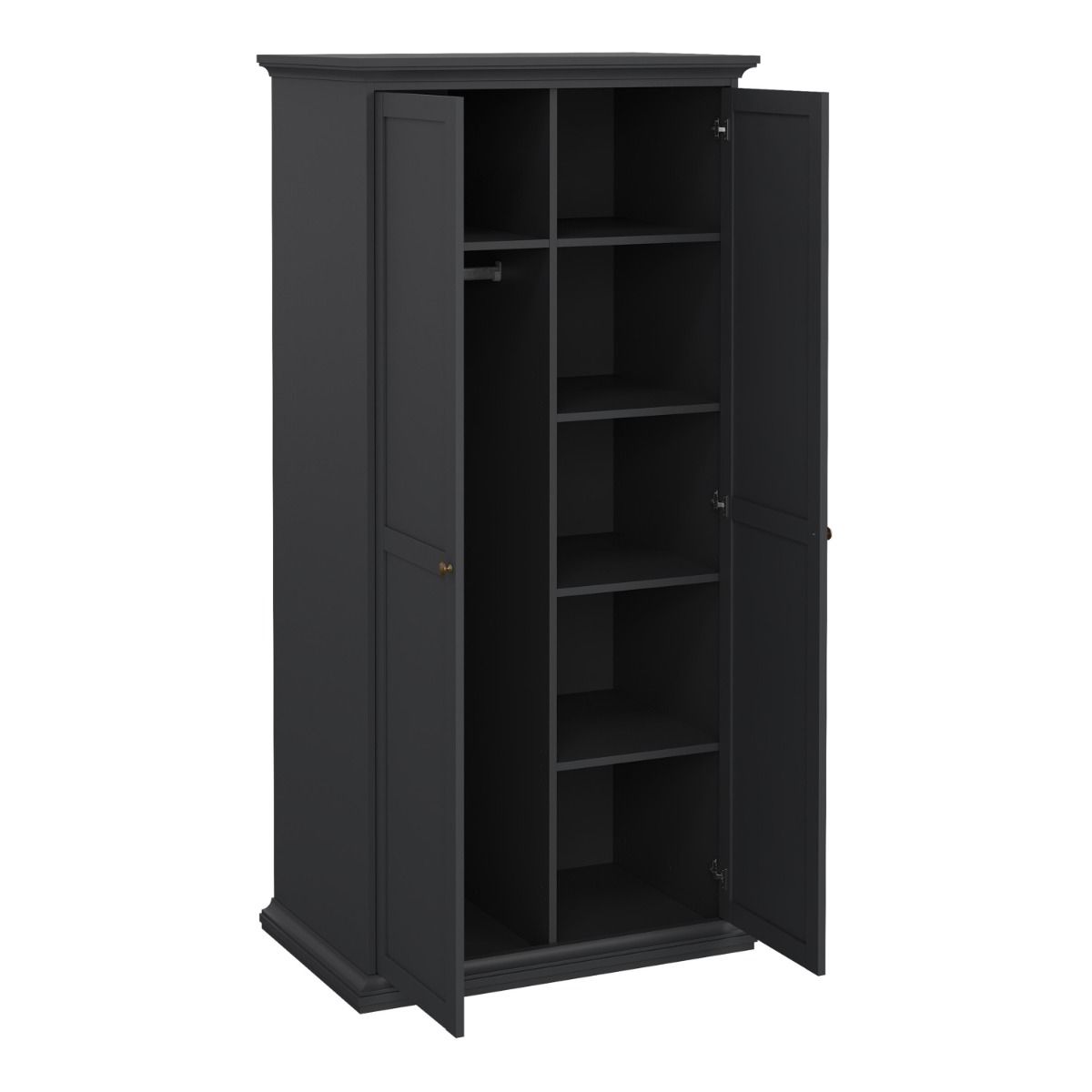 Paris Package - Bedside 2 Drawers + Chest Of 4 Drawers + Wardrobe With 2 Doors Matt Grey - Price Crash Furniture