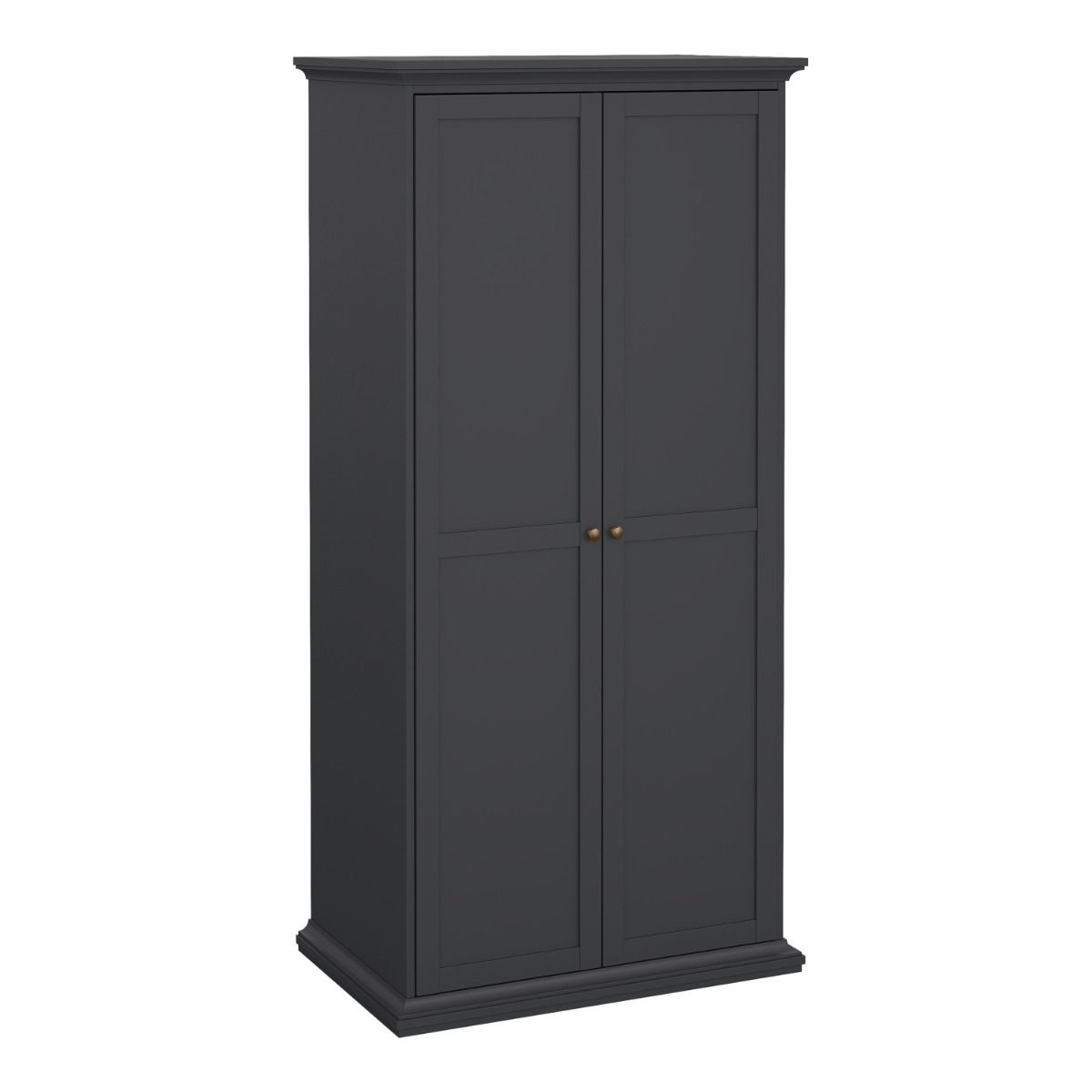 Paris Package - Bedside 2 Drawers + Chest Of 4 Drawers + Wardrobe With 2 Doors Matt Grey - Price Crash Furniture