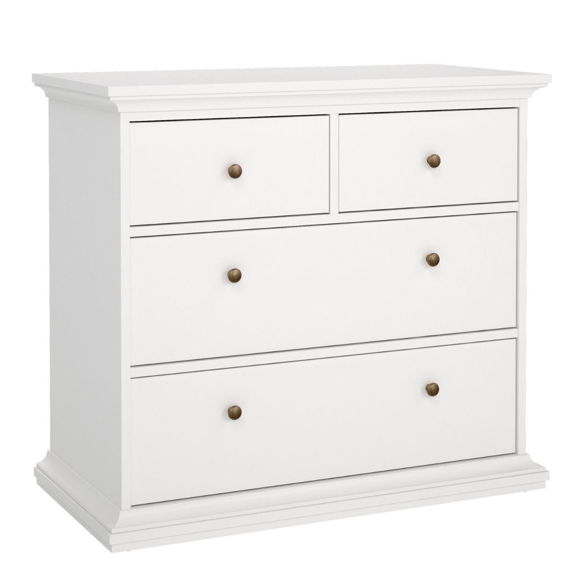 Paris Package - Bedside 2 Drawers + Chest Of 4 Drawers + Wardrobe With 2 Doors White - Price Crash Furniture