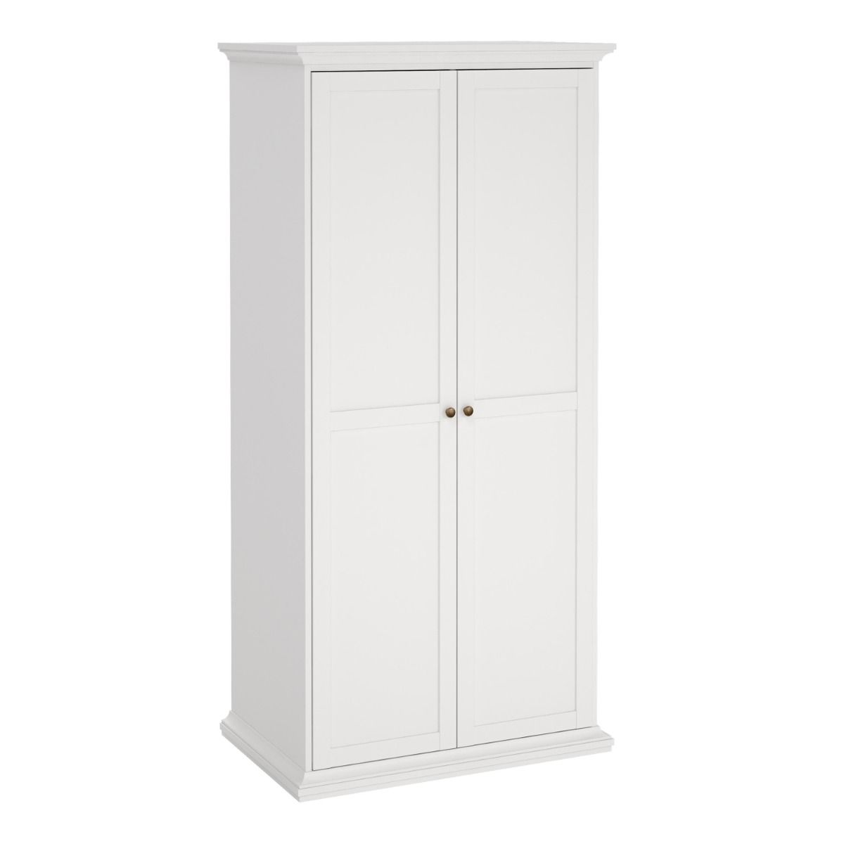 Paris Package - Bedside 2 Drawers + Chest Of 4 Drawers + Wardrobe With 2 Doors White - Price Crash Furniture