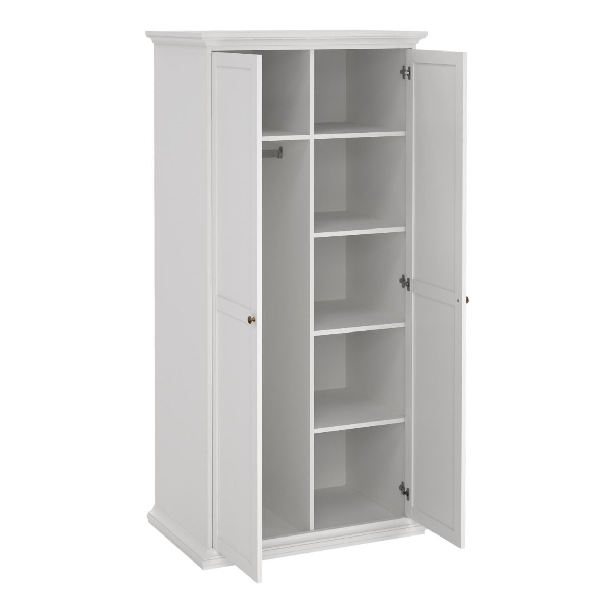 Paris Package - Bedside 2 Drawers + Chest Of 4 Drawers + Wardrobe With 2 Doors White - Price Crash Furniture