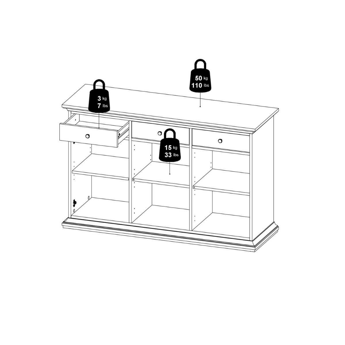 Paris Sideboard With 3 Doors And 3 Drawers In Matt Grey - Price Crash Furniture