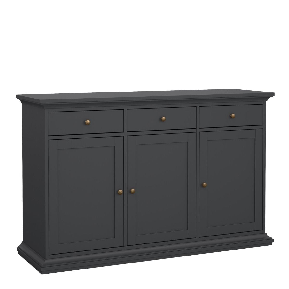 Paris Sideboard With 3 Doors And 3 Drawers In Matt Grey - Price Crash Furniture