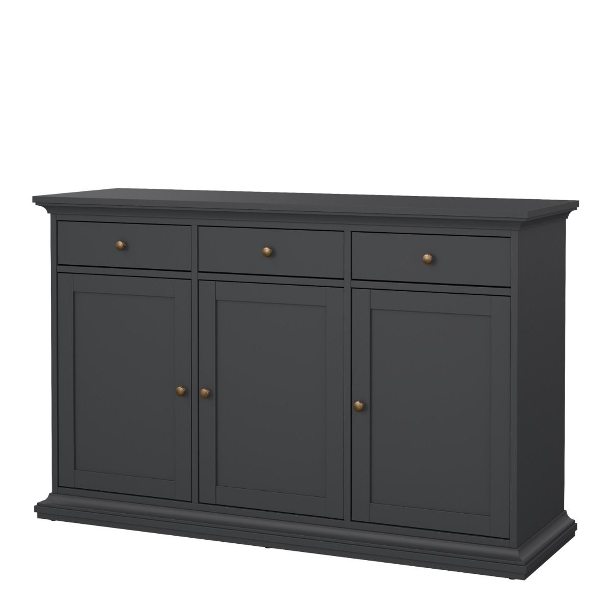 Paris Sideboard With 3 Doors And 3 Drawers In Matt Grey - Price Crash Furniture