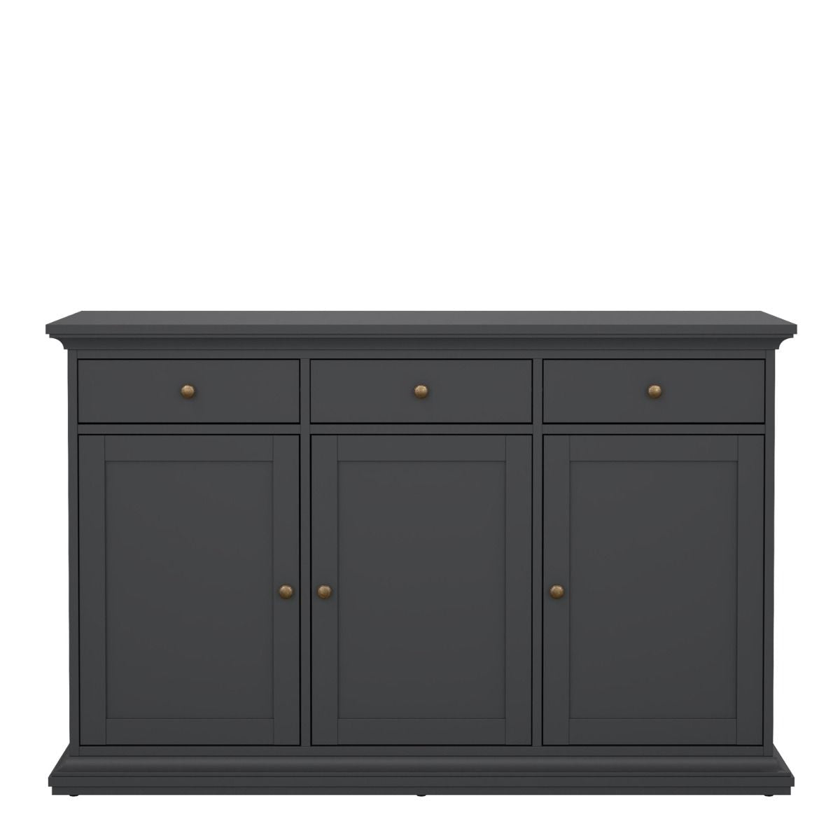 Paris Sideboard With 3 Doors And 3 Drawers In Matt Grey - Price Crash Furniture