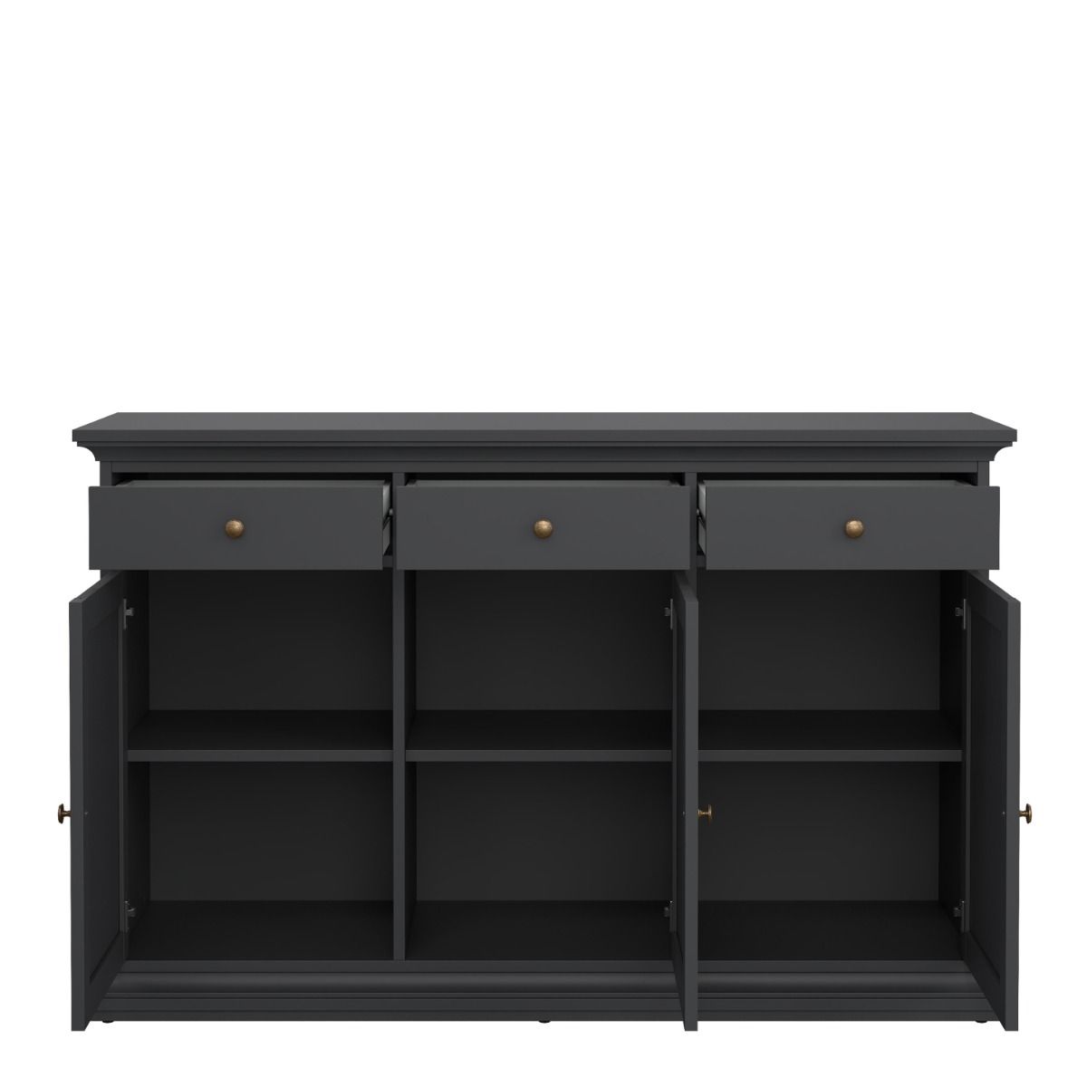 Paris Sideboard With 3 Doors And 3 Drawers In Matt Grey - Price Crash Furniture