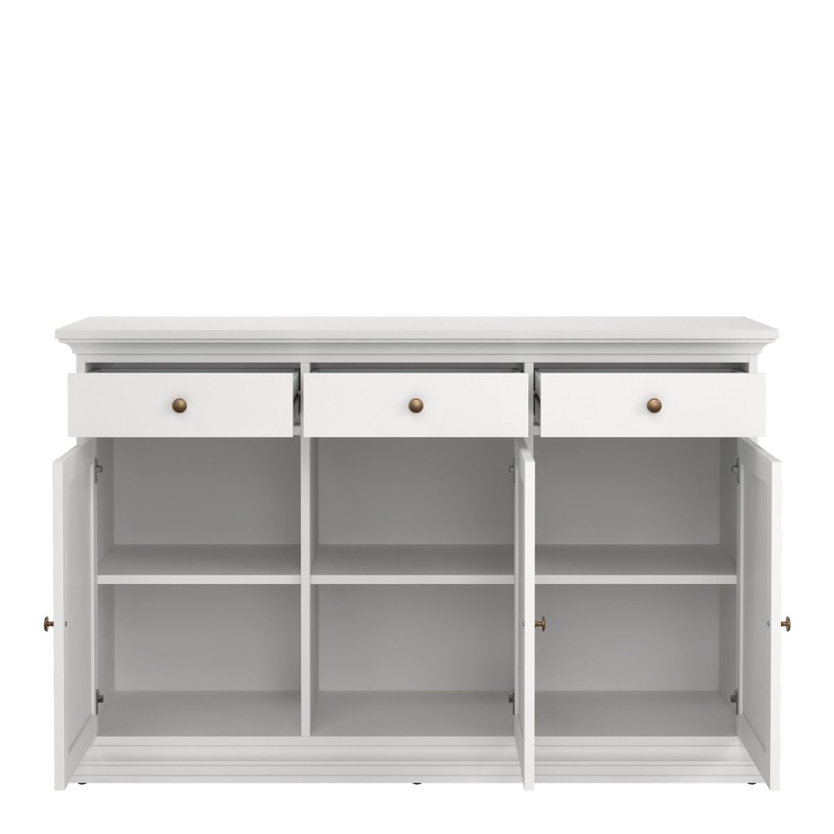 Paris Sideboard With 3 Doors And 3 Drawers In White - Price Crash Furniture