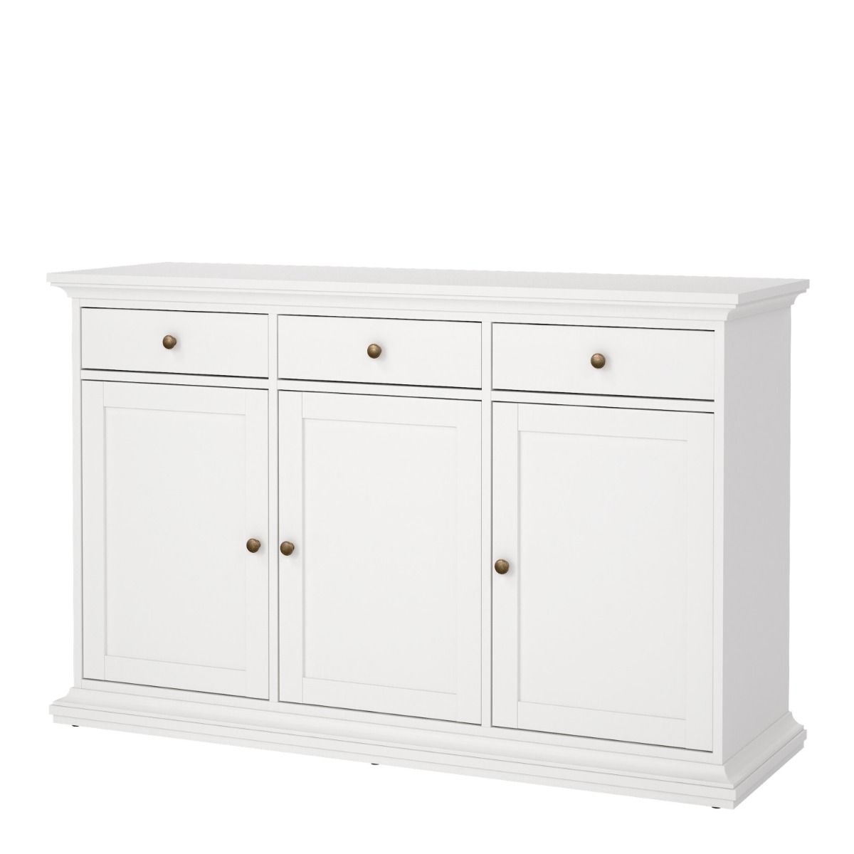Paris Sideboard With 3 Doors And 3 Drawers In White - Price Crash Furniture