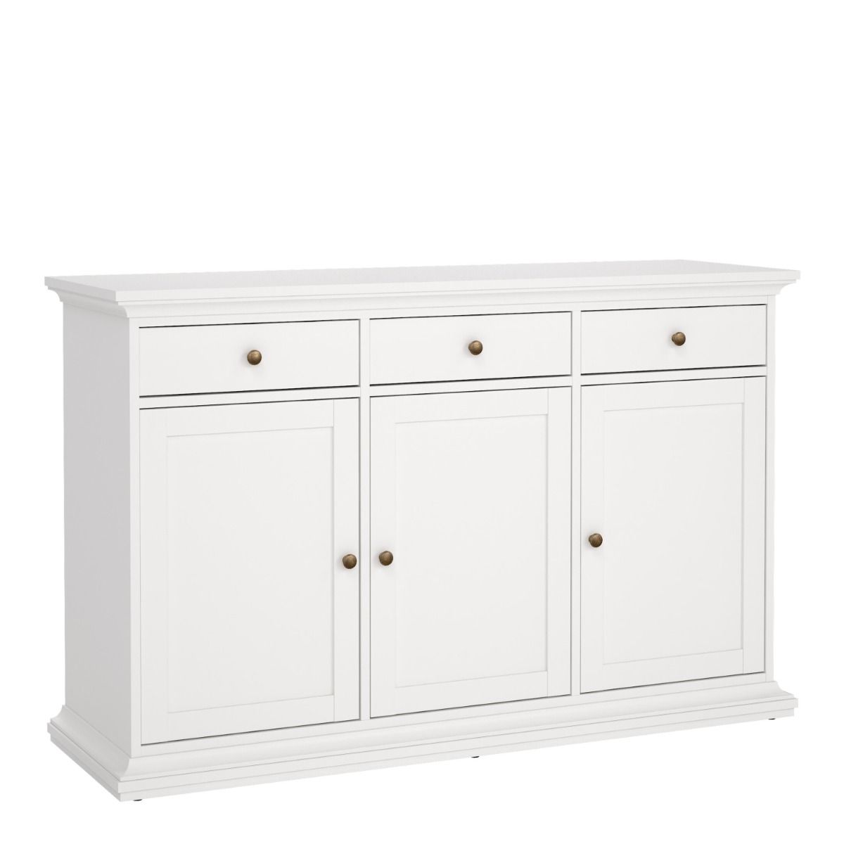 Paris Sideboard With 3 Doors And 3 Drawers In White - Price Crash Furniture