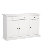 Paris Sideboard With 3 Doors And 3 Drawers In White - Price Crash Furniture