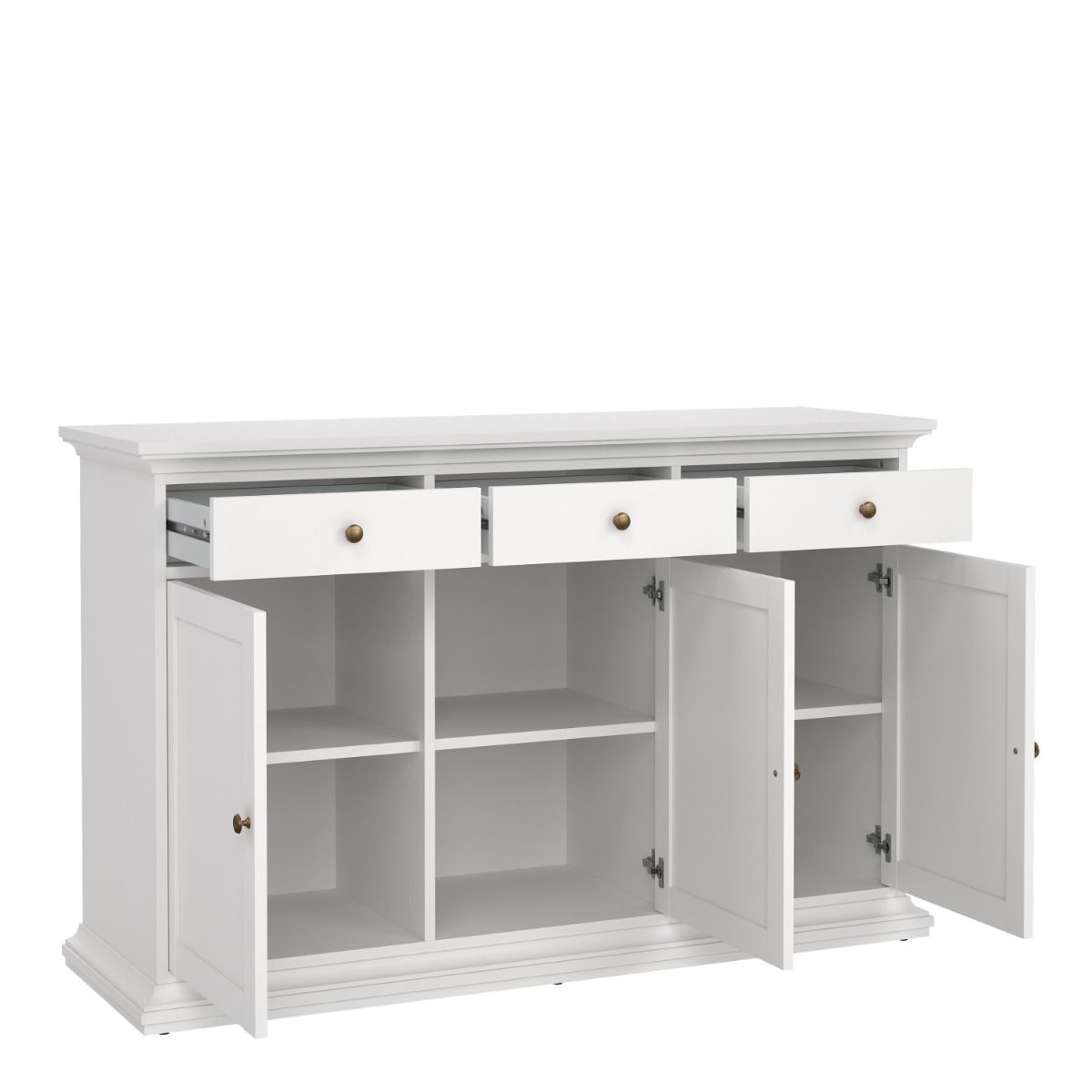 Paris Sideboard With 3 Doors And 3 Drawers In White - Price Crash Furniture