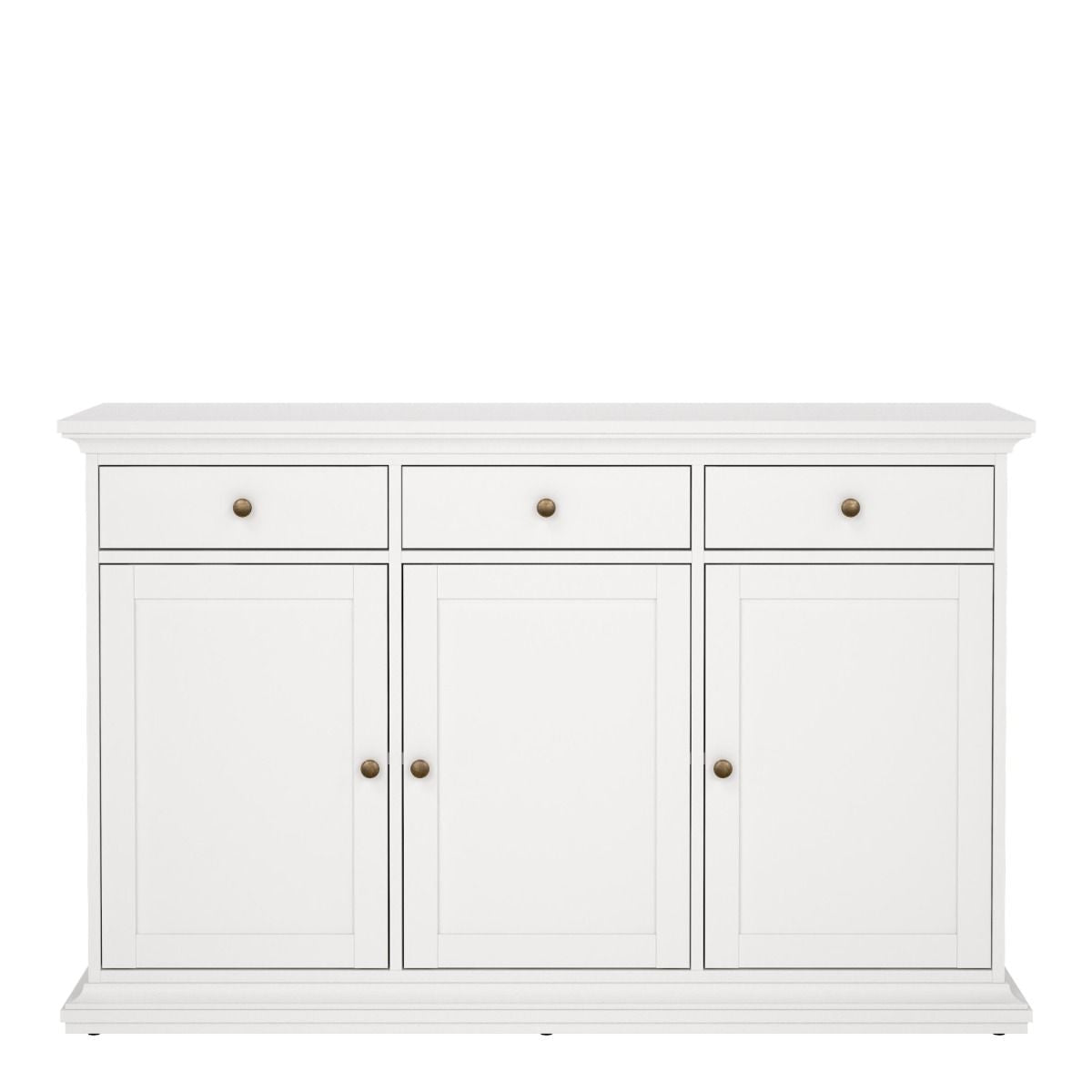 Paris Sideboard With 3 Doors And 3 Drawers In White - Price Crash Furniture