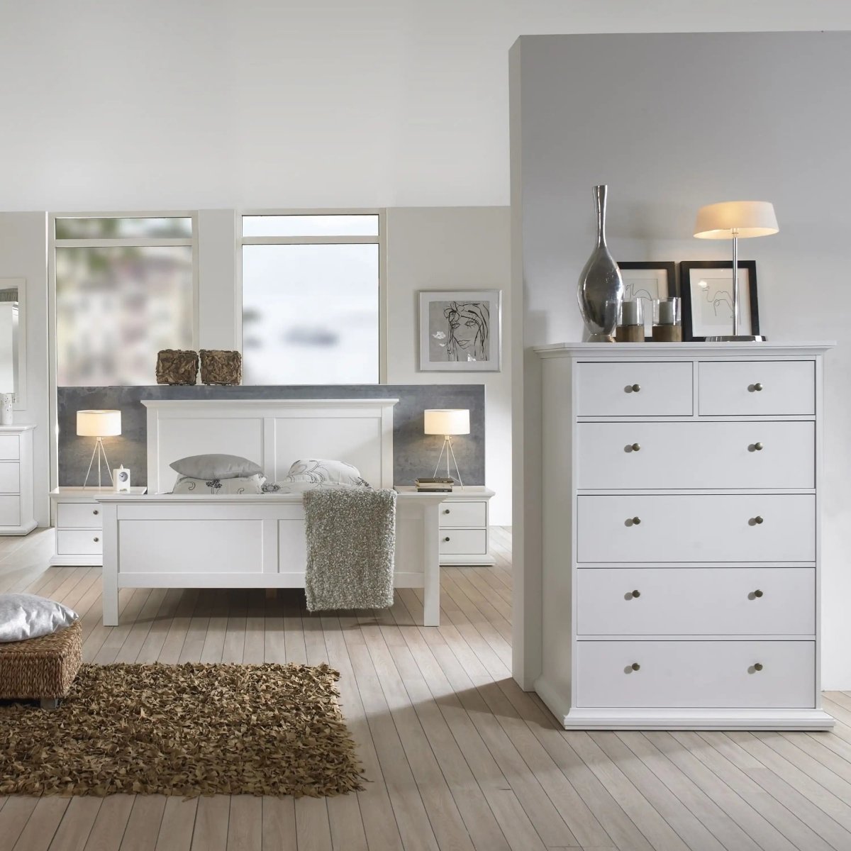Paris Super King Bed (180 x 200) in White - Price Crash Furniture
