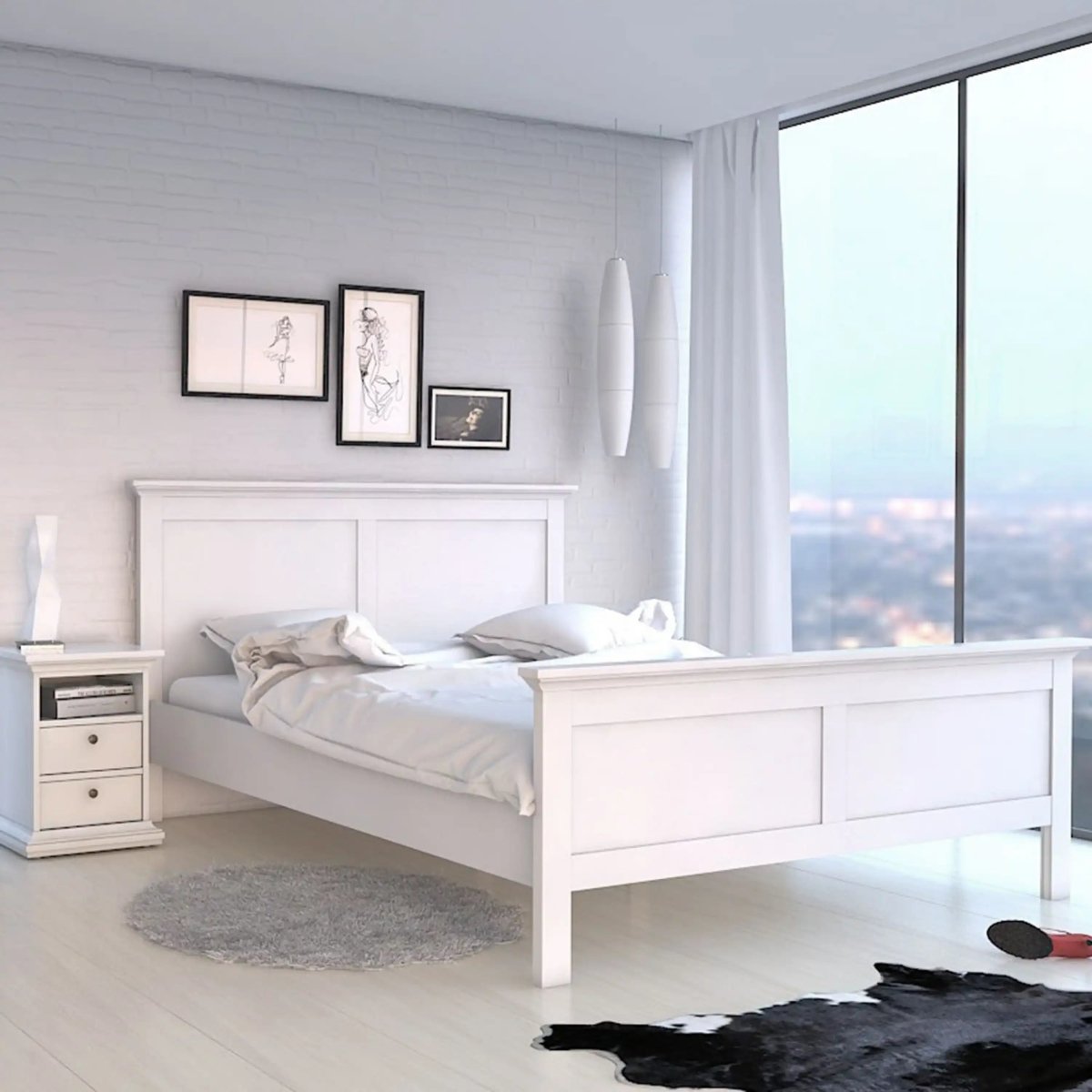 Paris Super King Bed (180 x 200) in White - Price Crash Furniture