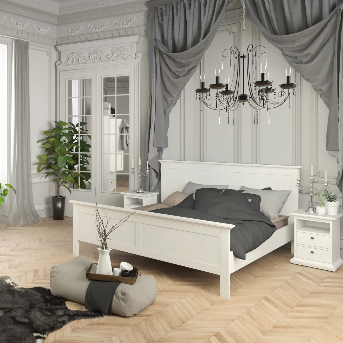 Paris Super King Bed (180 x 200) in White - Price Crash Furniture