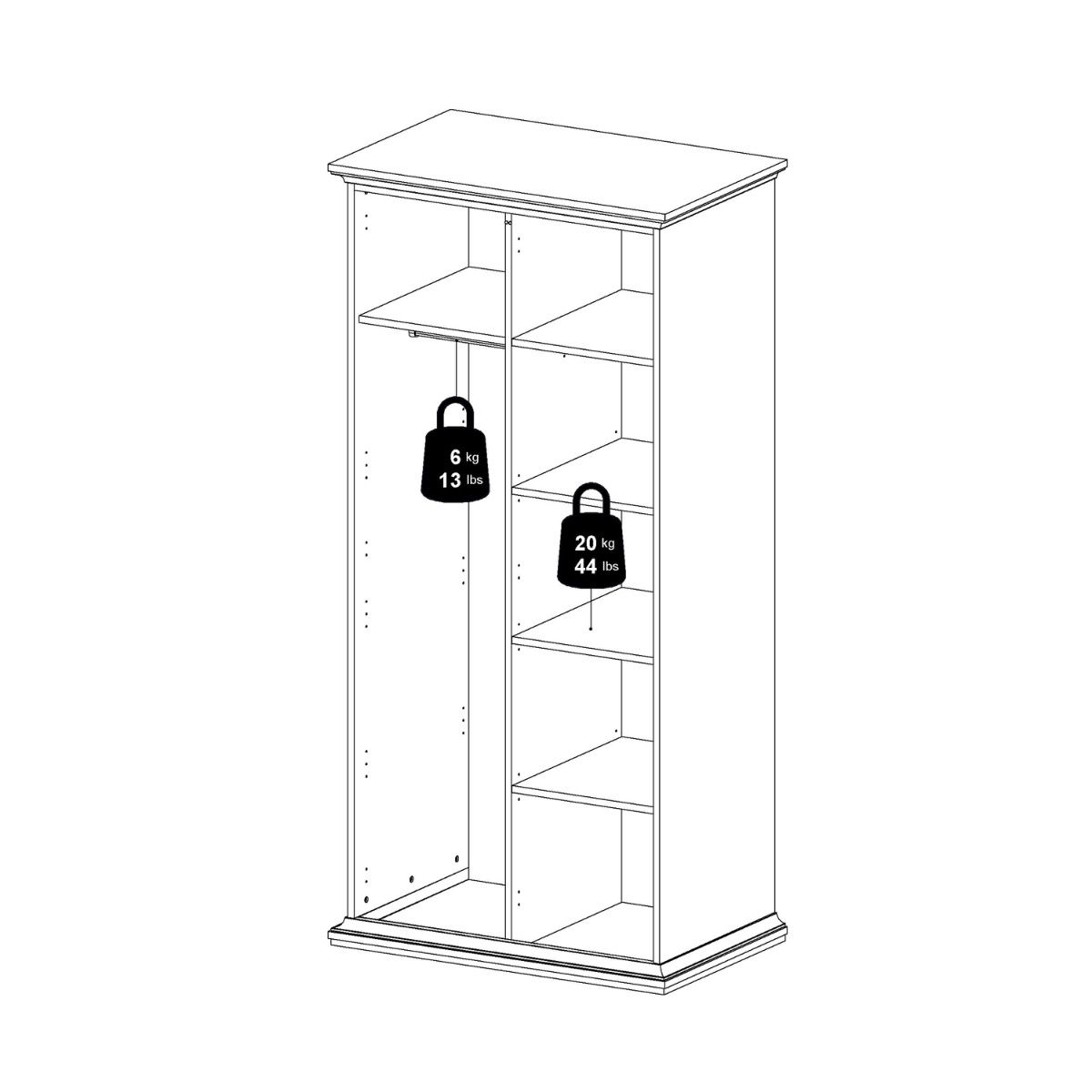 Paris Tall Wardrobe With 2 Doors In Cashmere - Price Crash Furniture